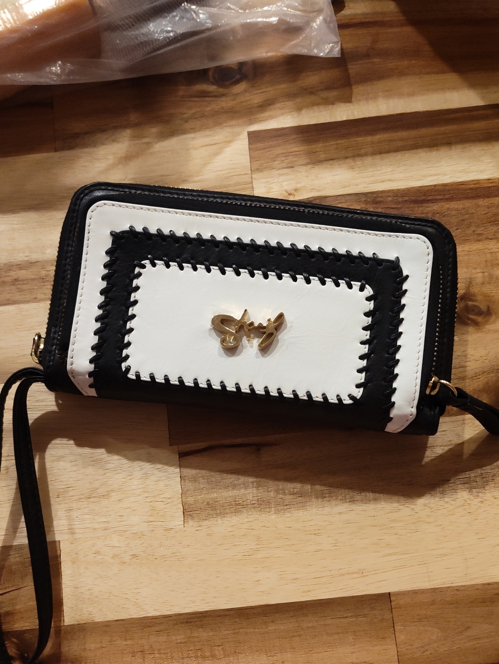 Low Start Sharif EUC Double Zip Compartment Wristlet/Wallet with Stitching